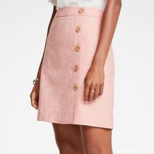 Ann Taylor Pink Textured Button Skirt Size 14